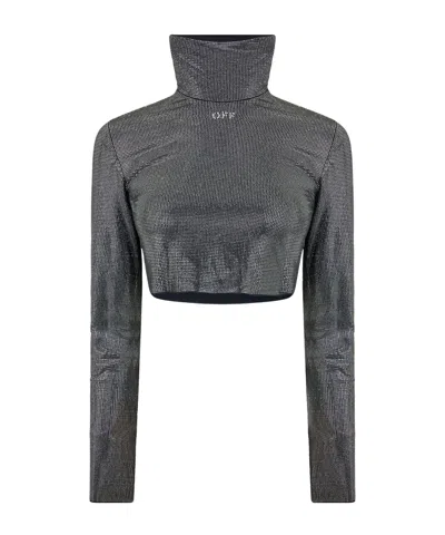 Off-white Cropped Long Sleeve Tee In Gray