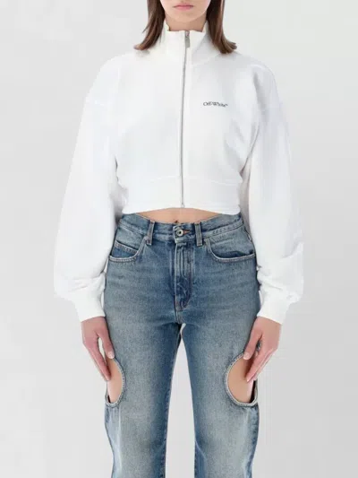 Off-white Cropped Polo Fleece Jacket Floral Motif