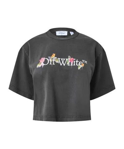Off-white Cropped Shortsleeve Tshirt In Black