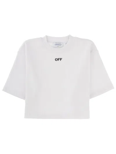 Off-white Cropped Tshirt With Logo