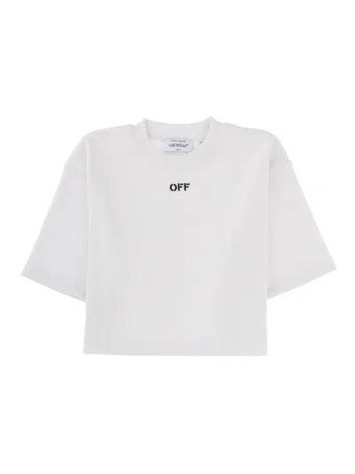 Off-white Logo-embroidered Cropped T-shirt In Animal Print