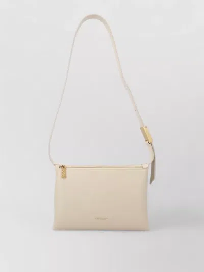 Off-white Crossbody Bag Adjustable Strap Gold Tone Hardware In Brown