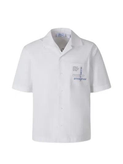 Off-white Crossword-puzzle-print Short-sleeve Shirt In White