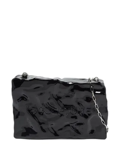 Pre-owned Off-white Crushed Sculpture-logo Clutch Mini Bag In Black
