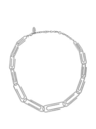 Off-white Crystal-embellished Necklace In Metallic