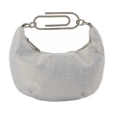 Off-white Crystal-embellished Shoulder Bag In Silver