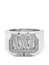Off-white Strass-embellished Arrow Ring In Metallic