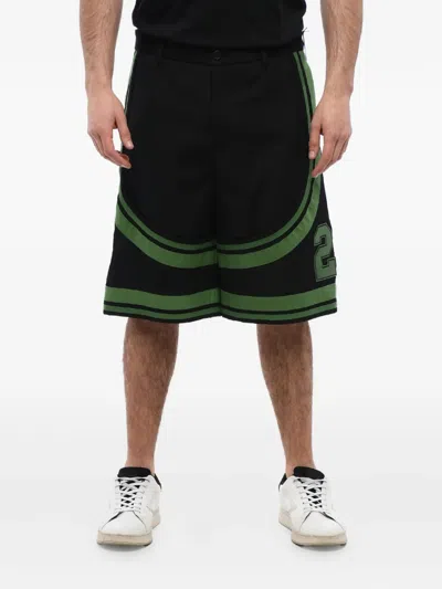 Off-white Curved-stripe Shorts In Black