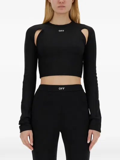 Off-white Off Stamp Sec Skin Crop Top In Black