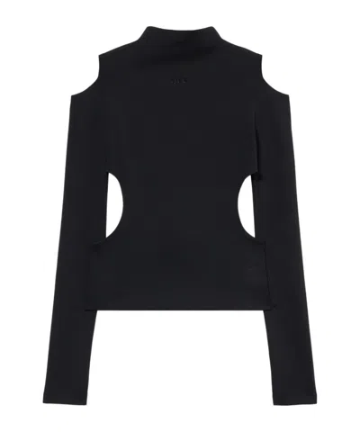 Off-white Sleek Meteor Cut-out Long Sleeve Top In Black