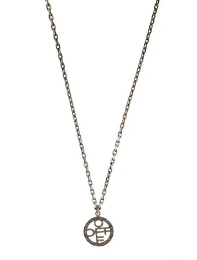 Pre-owned Off-white Cutout Round Logo Pendant Necklace, 29" In Multi