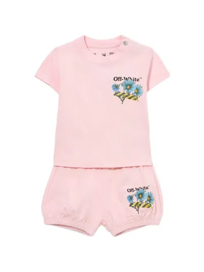Off-white Babies' Daisy Tape Short Set In Pink
