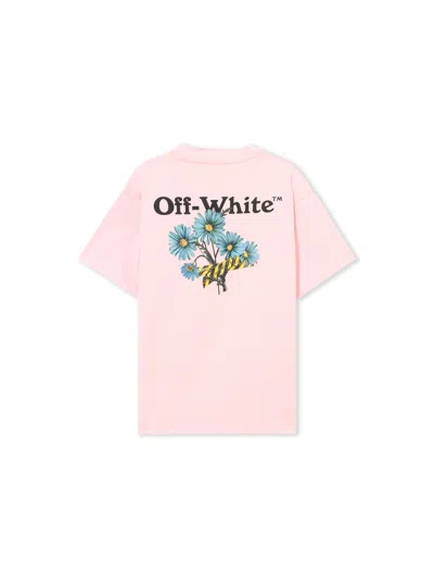 Off-white Kids' Daisy Tape T-shirt In Pink