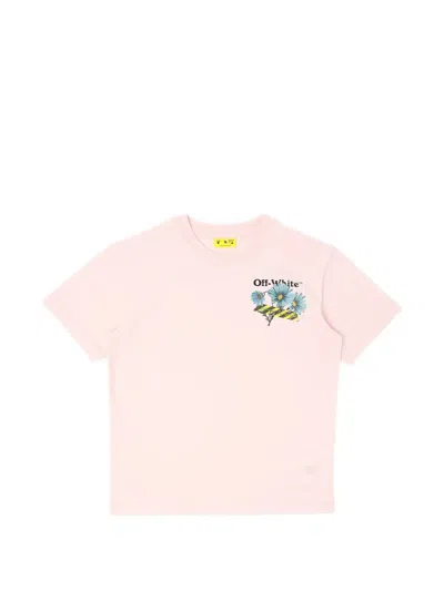 Off-white Kids' Daisy Tape T-shirt In Pink