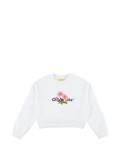 Off-white Kids' Daisy-logo Cropped Sweater In White