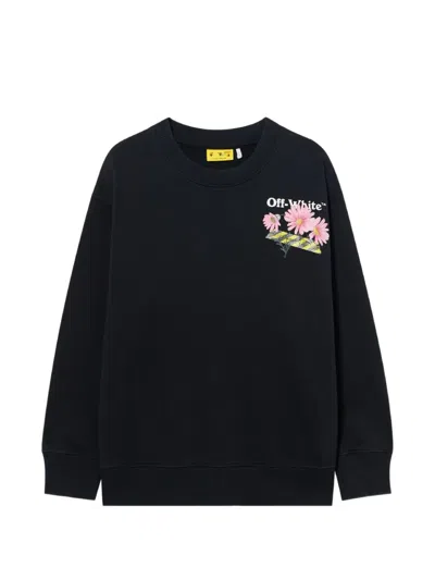 Off-white Daisy-print Crew-neck Sweatshirt In Black