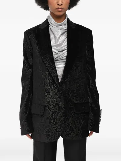Off-white Damask-velour Tomboy Blazer In Black