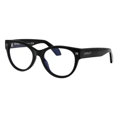 Off-white Demo Round Unisex Eyeglasses Oerj057 1000 55 In Black