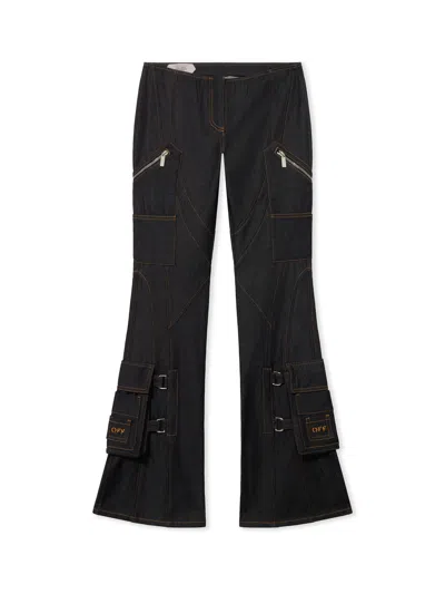 Off-white Den Pkt Belt Flare Pants In Brown