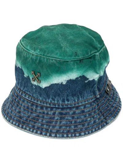 Off-white Denim Acid Dip Bucket Hat In Blue