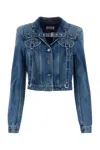 Off-white Cropped Denim Jacket In Blue