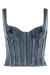 Off-white Denim Corset Bodysuit In Blue