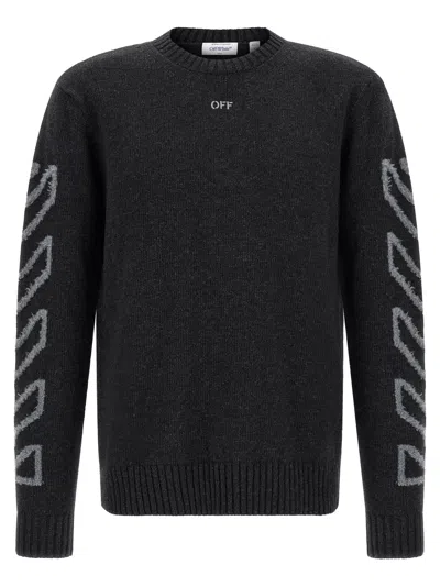 Off-white Diag Arrow Knit Sweater Crew Neck In Black