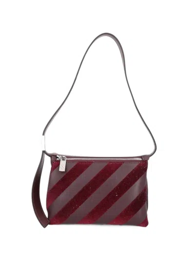 Off-white Diag Leather Shoulder Bag In Red