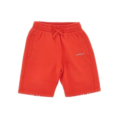 Off-white Diag Print Sweatshorts Kids In Orange