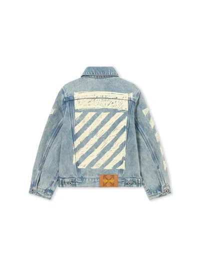 Off-white Diagonal Sketch Denim Jacket In Blue