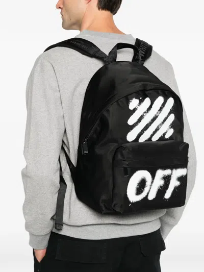 Off-white Diag Spray Logo-print Backpack In Black
