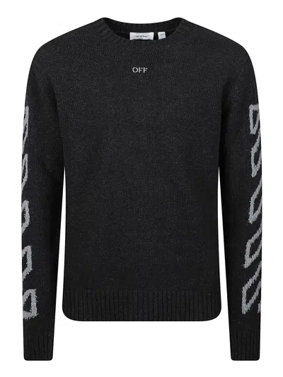 Off-white Diagonal Arrow Fuzzy Wool-blend Sweater In Black