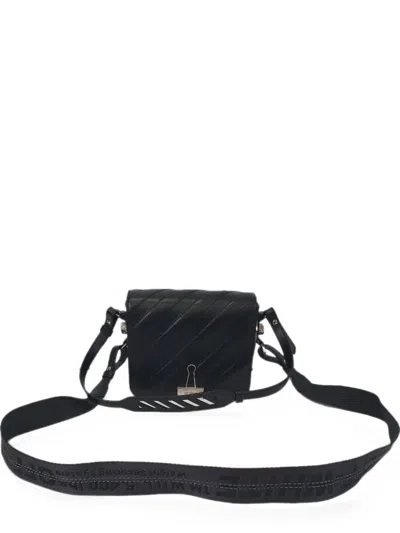Pre-owned Off-white Diagonal Binder Shoulder Bag In Black