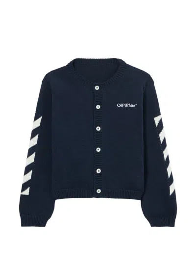Off-white Babies' Diagonal Bookish Cardigan In Blue