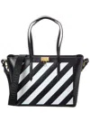 Off-white Diagonal Leather Tote In Blue