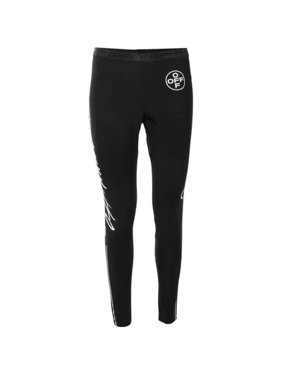 Pre-owned Off-white Diagonal Logo-print Leggings In Black