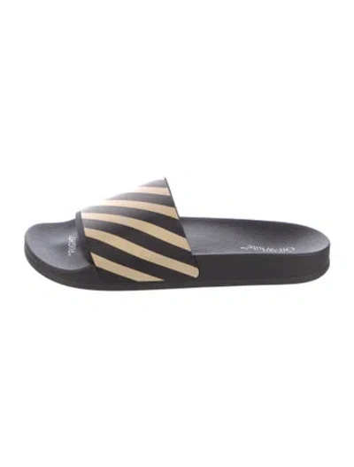 Pre-owned Off-white Diagonal Rubber Slides In Black/neutrals