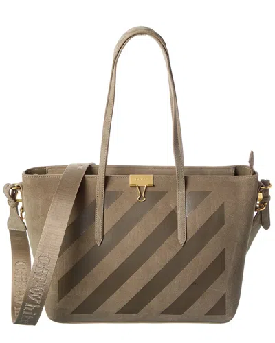 Off-white ™ Diagonal Suede Tote In Grey