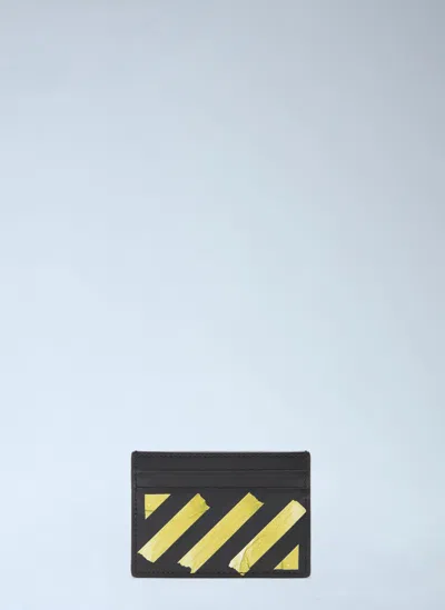 Off-white Diagonal Tape Card Case In Black