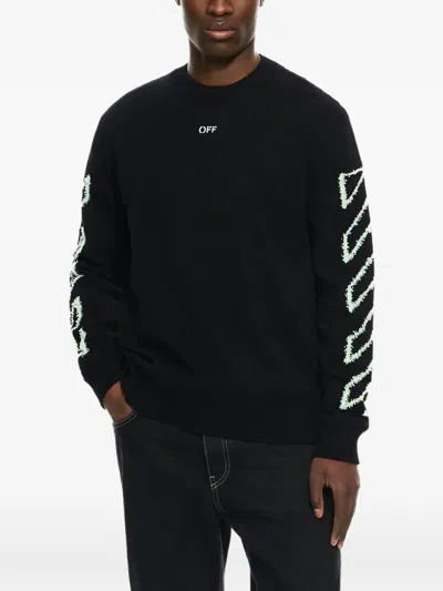 Off-white Diagonal Outline Crewneck Knit Sweater In Multi
