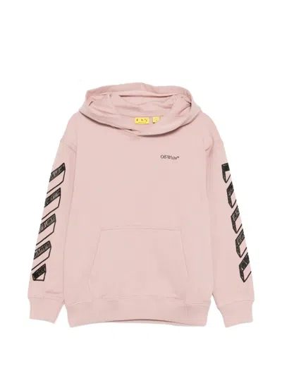 Off-white Kids' Diagonals Logo-print Hoodie In Pink