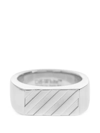 Off-white Diagonals Siegelring In Silver