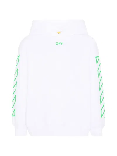 Off-white Kids' Diagonals-print Hoodie In White
