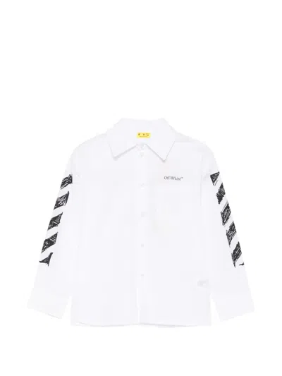 Off-white Kids' Diagonals-print Shirt In White