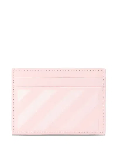Off-white Diagonal-stripes Card Case In Pink