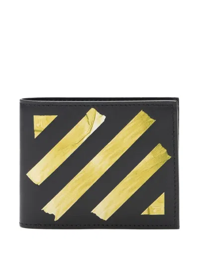 Off-white Diagonal-tape Bi-fold Wallet In Black
