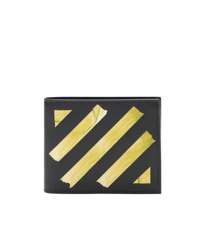 Off-white Diagonal-tape Bi-fold Wallet In Black