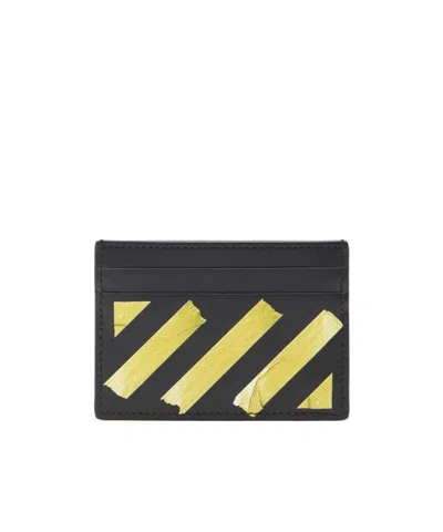 Off-white Diagonal-tape Card Case In Black