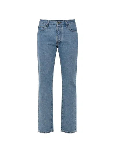 Off-white Diag-print Slim-fit Jeans In Blue