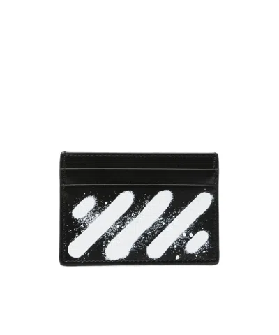 Off-white Diag-spray Card Holder In Black
